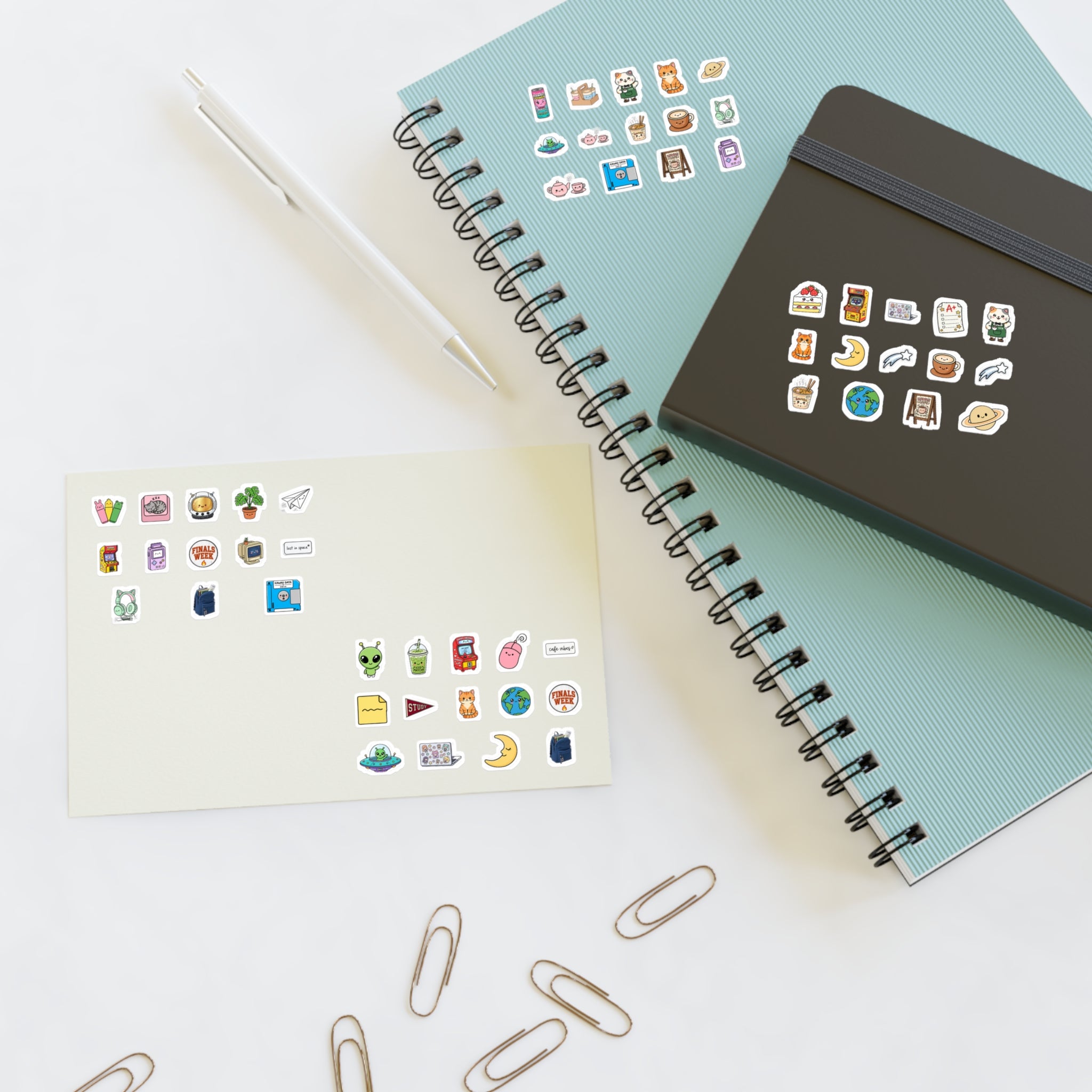 Everyday Desk Sticker Pack — 32 Mini Kiss-Cut Stickers (Phone Case Deco Sheet)