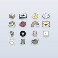 Lofi night kawaii sticker sheet - 15 cute moon ghost frog cassette stickers
