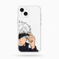 Six Eyes Reveal clear anime iPhone case on a white phone — studio hero