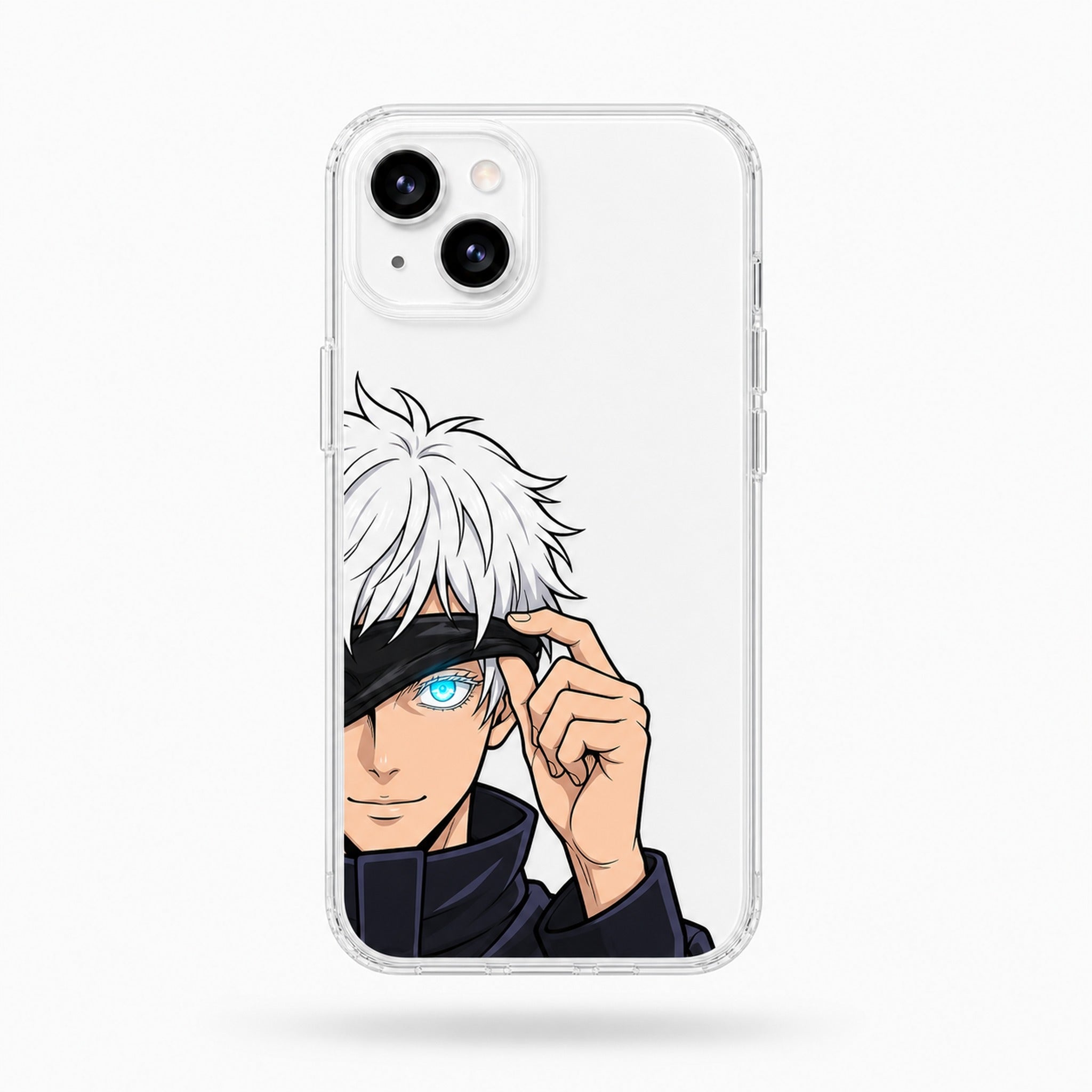 Six Eyes Reveal clear anime iPhone case on a white phone — studio hero