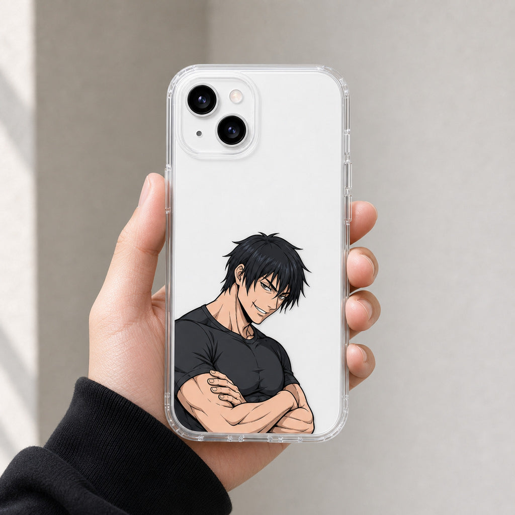 Sorcerer Killer clear case held in hand, white phone