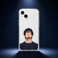 Sorcerer Killer chin-up clear anime iPhone case on a white phone — hero